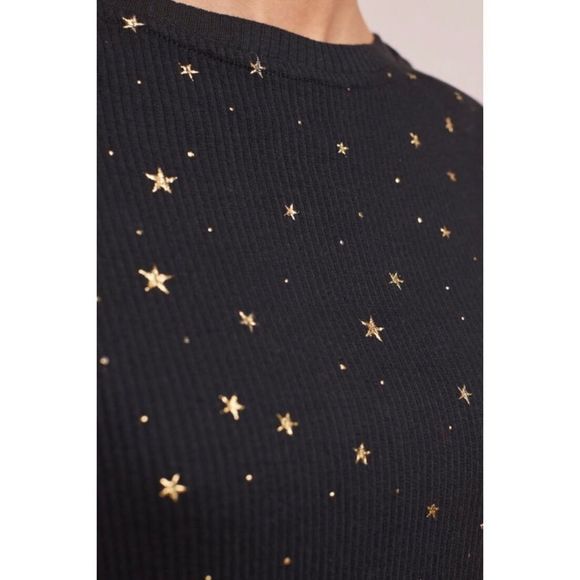 Eva Franco Matilda Black Top Gold Foil Star Blouse - Picture 10 of 11